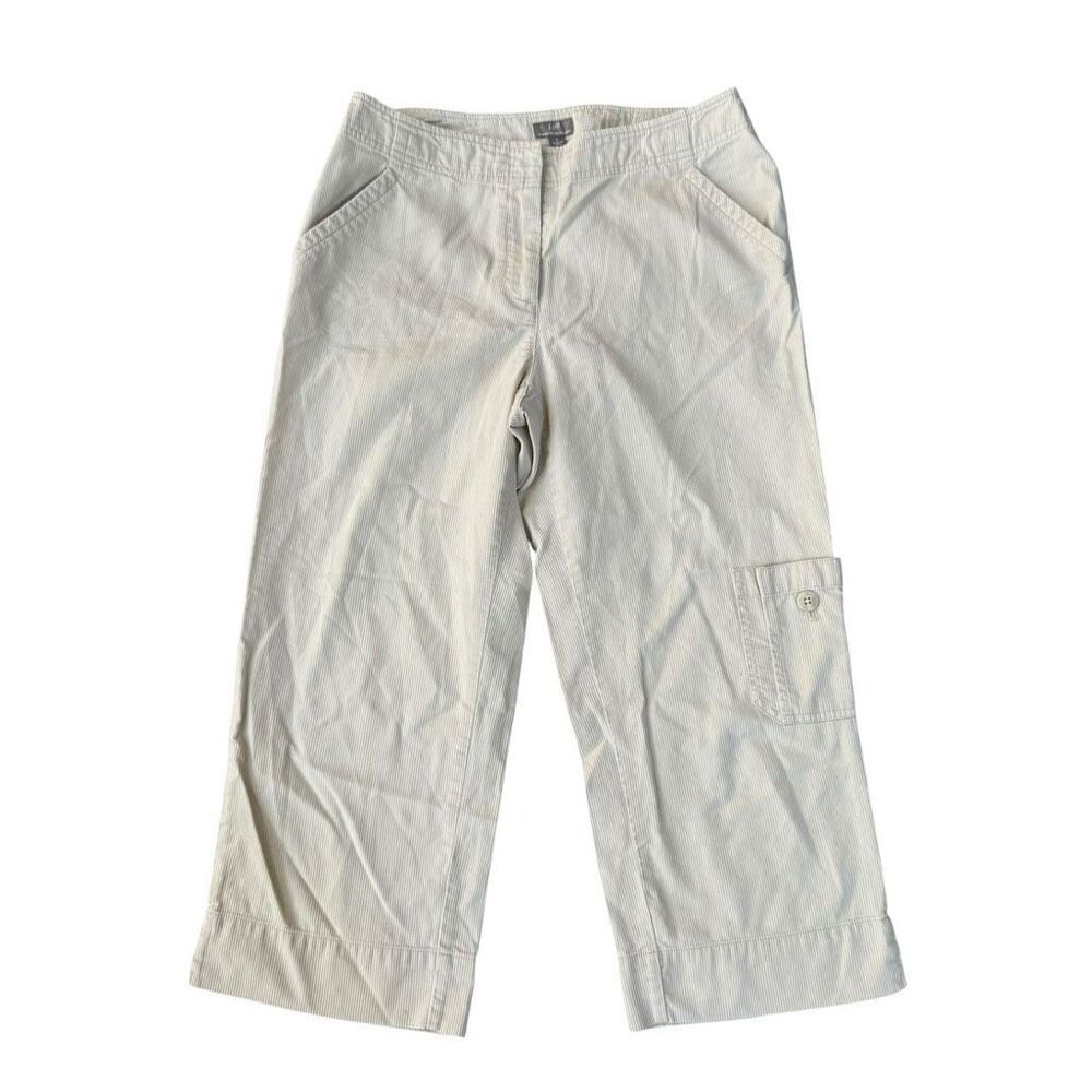 J. Jill Genuine Fit Below Waist 100% cotton Capri Pants Women's size 6 Ivory
